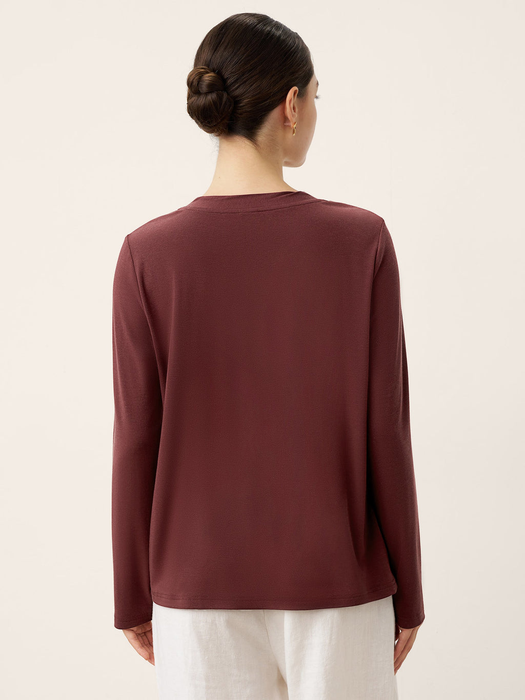 LINTICO Wool Lyocell Twisted Neck Pullover Top NERISSA — tops-jersey tops category context