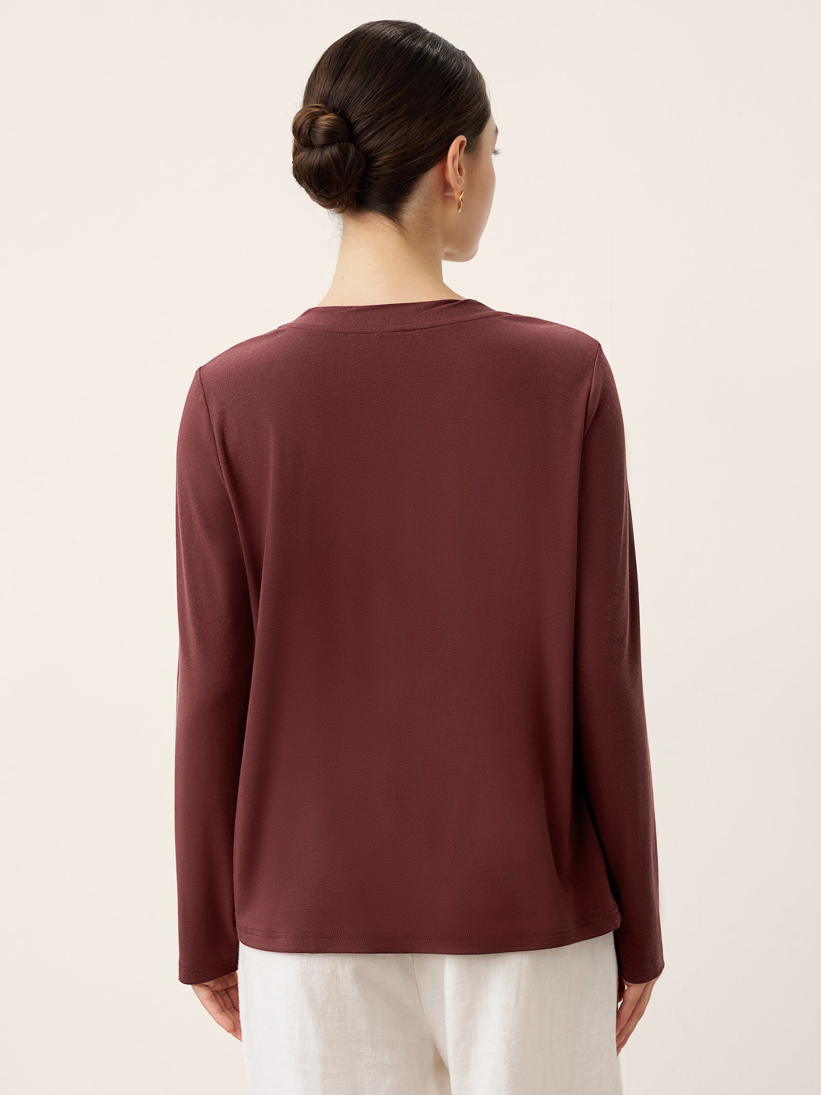 LINTICO Wool Lyocell Twisted Neck Pullover Top NERISSA — tops-jersey tops category context