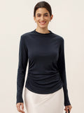 LINTICO LINTICO Wool Mock Neck Waist Pleat Top ISOLDE — main product shot