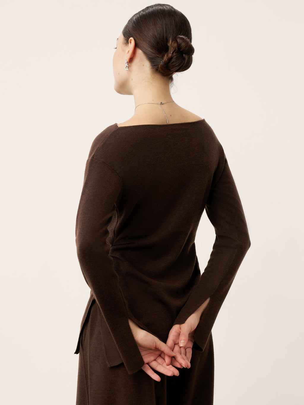 Wool Boat Neck Asymmetric Hem Top LORELEI