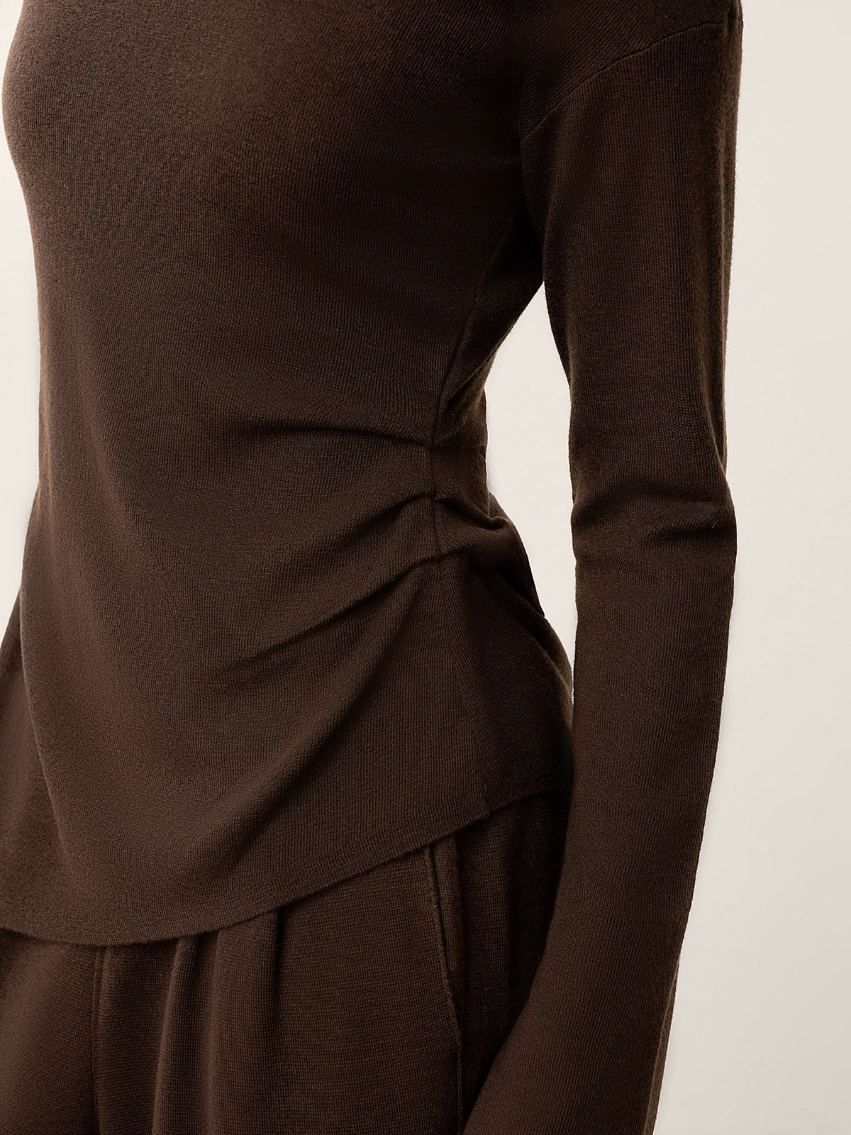 Wool Boat Neck Asymmetric Hem Top LORELEI