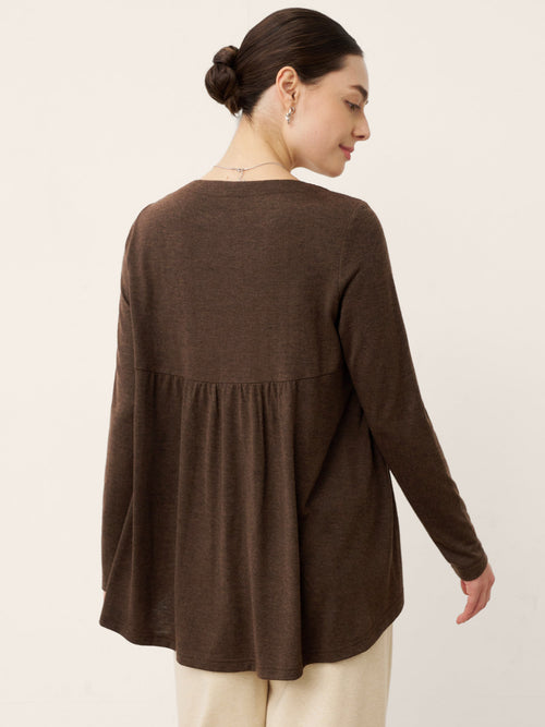 LINTICO LINTICO Wool Panelled Ruched Asymmetric Hem Top KALISTA — construction detail