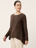 LINTICO LINTICO Wool Panelled Ruched Asymmetric Hem Top KALISTA — main product shot