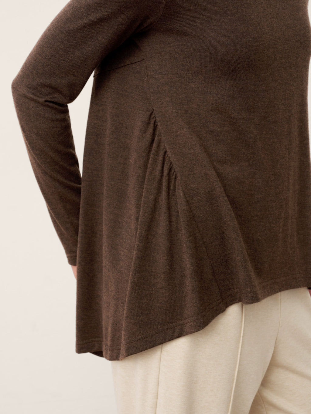 LINTICO LINTICO Wool Panelled Ruched Asymmetric Hem Top KALISTA — detail shot 6