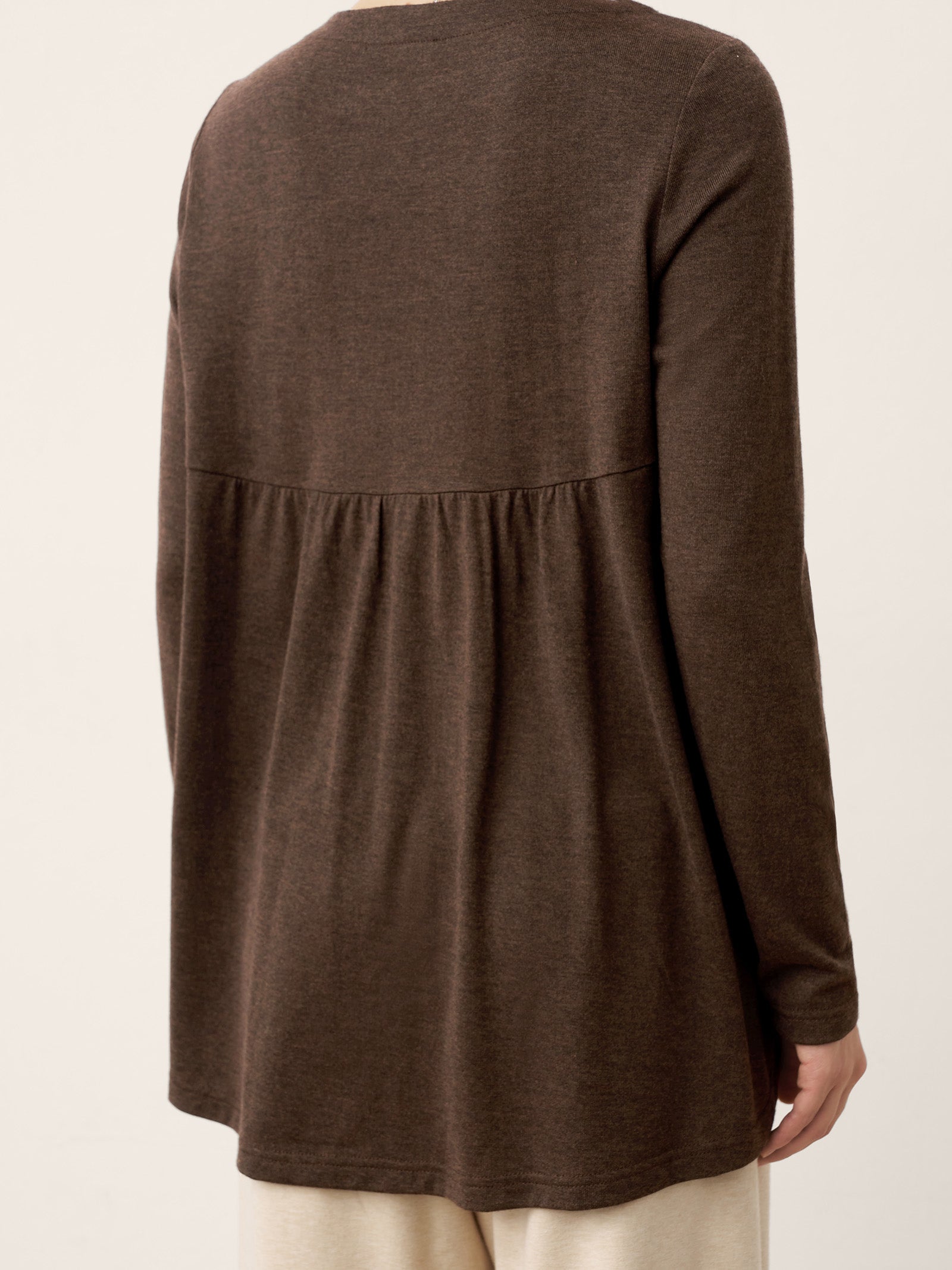 LINTICO LINTICO Wool Panelled Ruched Asymmetric Hem Top KALISTA — detail shot 7