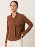 LINTICO Wool Scarf Collar Long Sleeve Top ALESSIA — main product shot