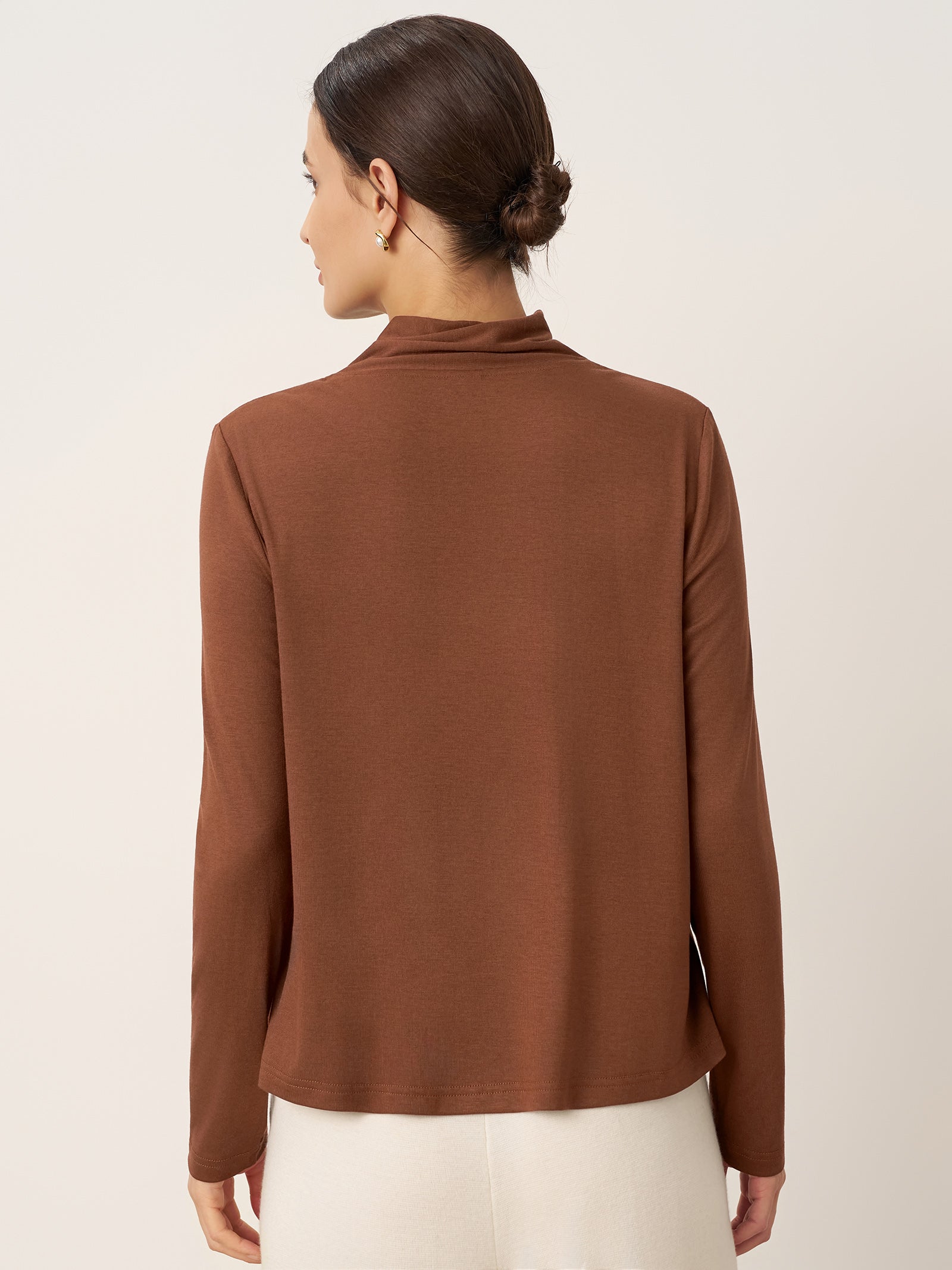 LINTICO Wool Scarf Collar Long Sleeve Top ALESSIA — tops-jersey tops category context