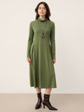 LINTICO LINTICO Wool Sculpted Pleats Turtleneck Maxi Dress BRIAR — main product shot