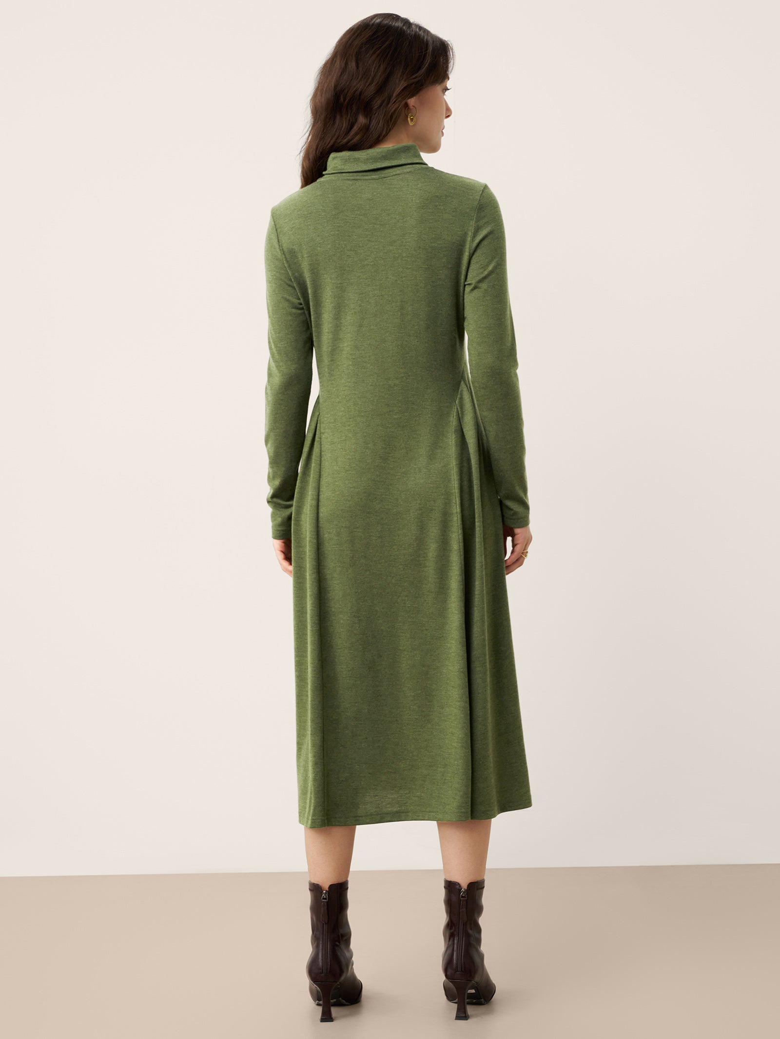 LINTICO LINTICO Wool Sculpted Pleats Turtleneck Maxi Dress BRIAR — dresses-maxi dresses category context