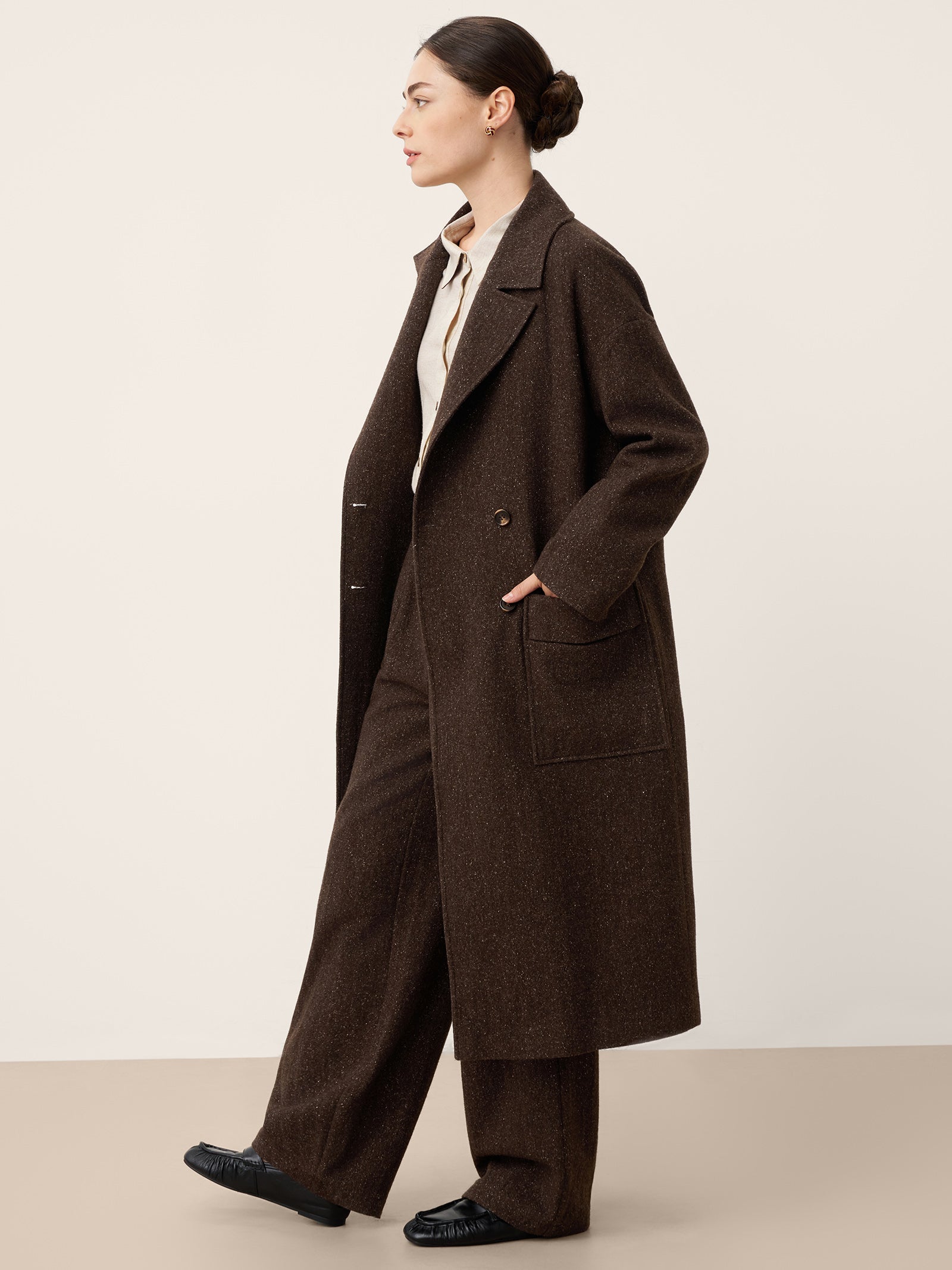LINTICO Wool Silk Double-Breasted Lapel Coat SAPPHIRE — outerwear-coats category context