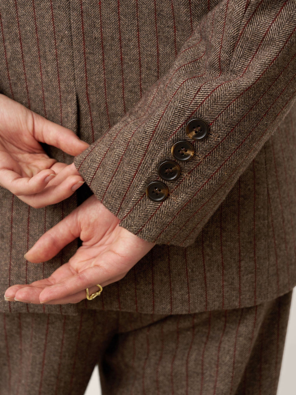 LINTICO LINTICO Wool Striped Notched Lapel Suit Blazer DAPHNE — detail shot 6