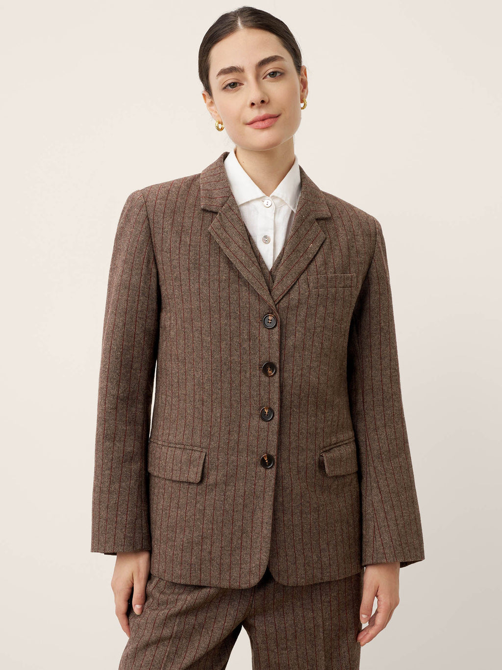 LINTICO LINTICO Wool Striped Notched Lapel Suit Blazer DAPHNE — main product shot