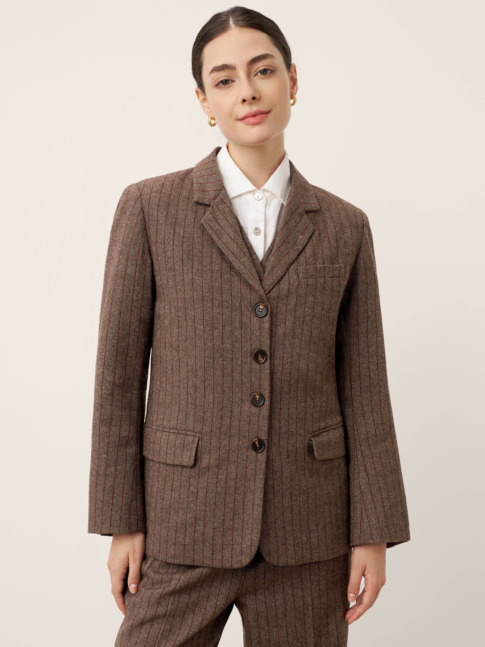 LINTICO LINTICO Wool Striped Notched Lapel Suit Blazer DAPHNE — main product shot