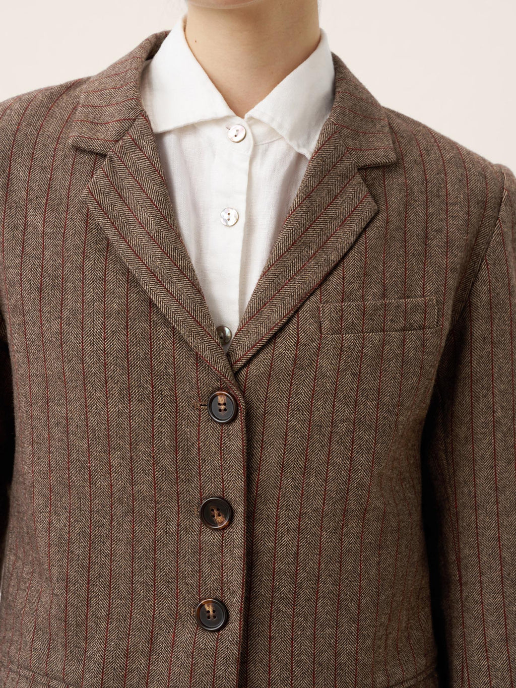 LINTICO LINTICO Wool Striped Notched Lapel Suit Blazer DAPHNE — detail shot 7