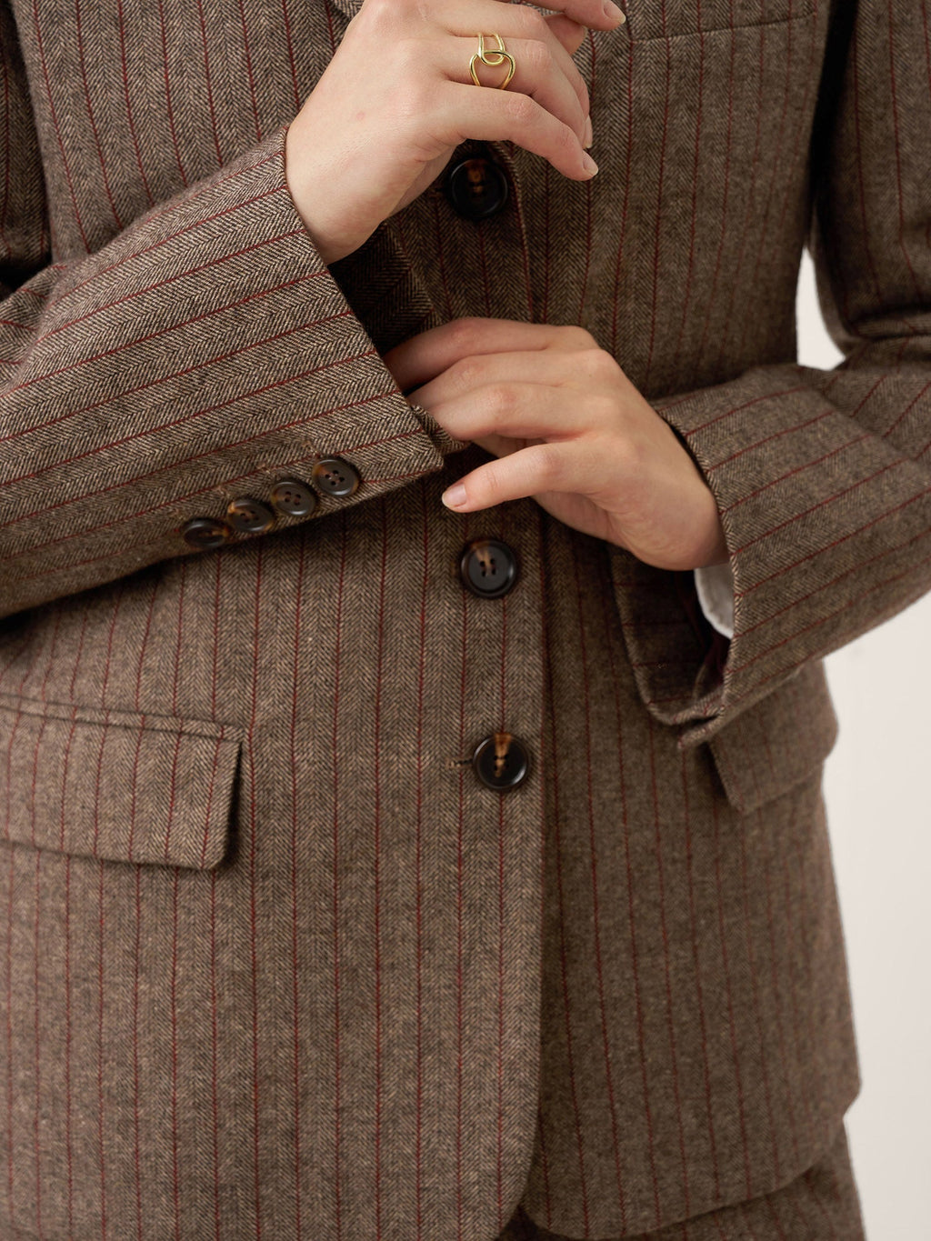 LINTICO LINTICO Wool Striped Notched Lapel Suit Blazer DAPHNE — detail shot 8
