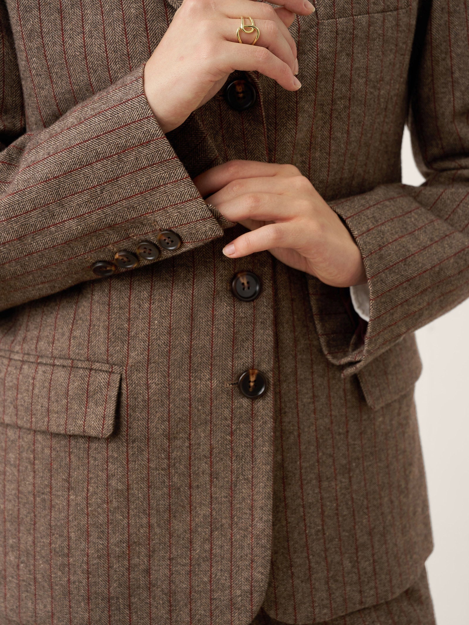 LINTICO LINTICO Wool Striped Notched Lapel Suit Blazer DAPHNE — detail shot 8