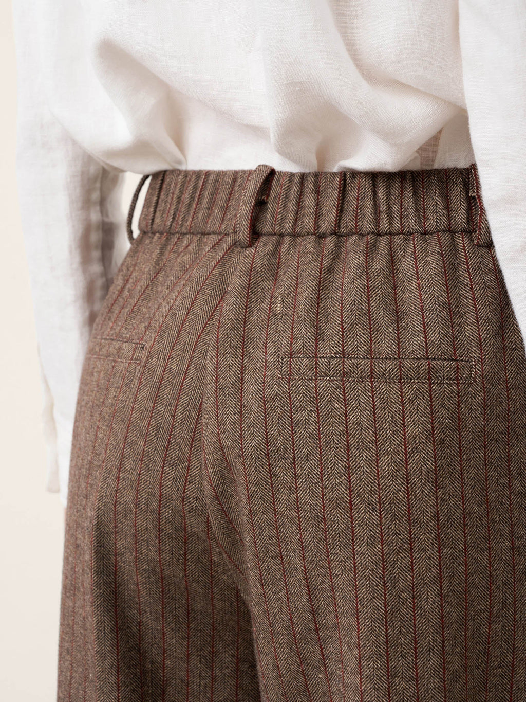 LINTICO LINTICO Wool Striped Tapered Tailored Trousers CASSIOPEIA — detail shot 6