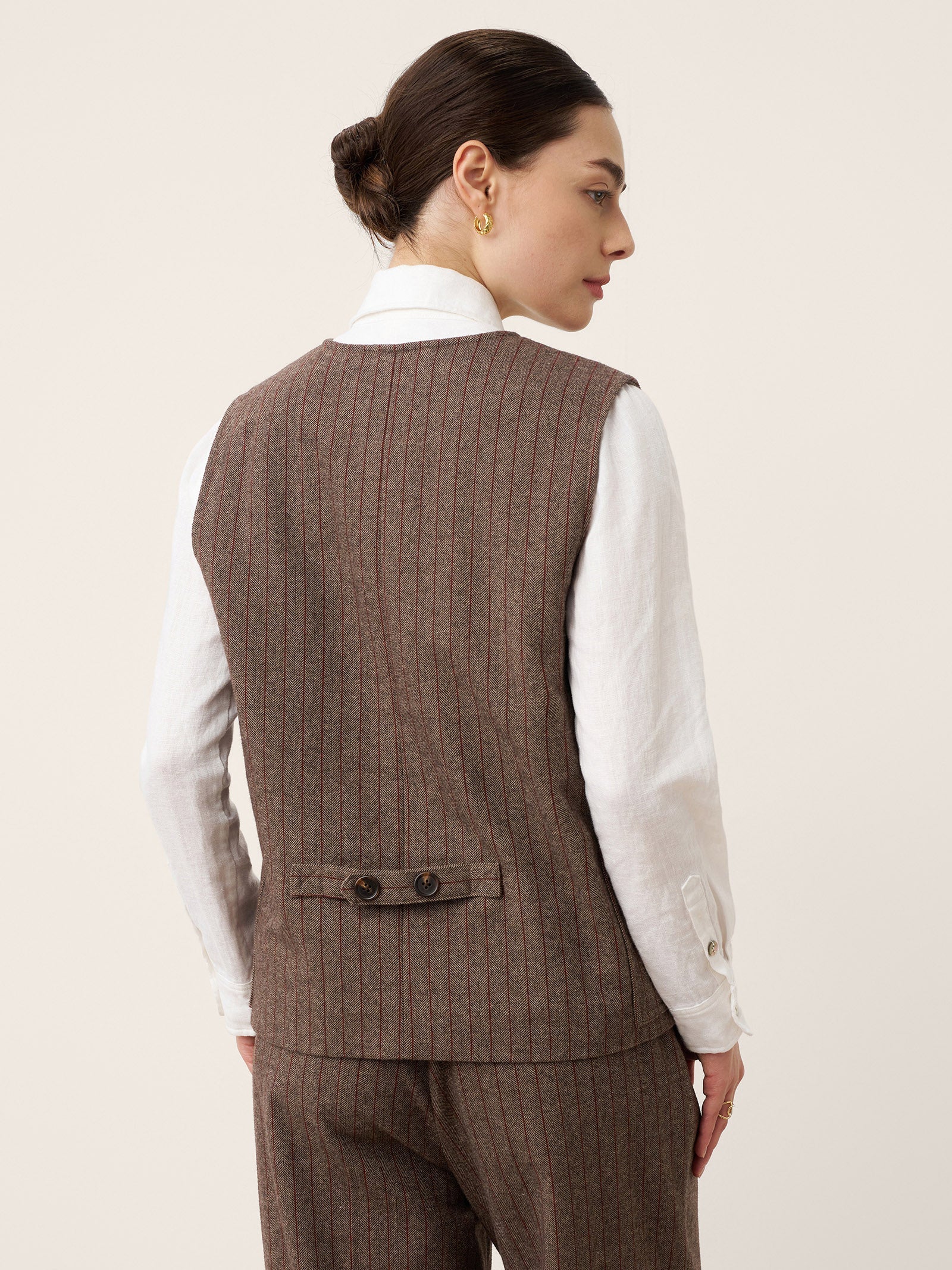 LINTICO LINTICO Wool Striped V-Neck Button-Detail Vest ELUNED — outerwear-vests category context