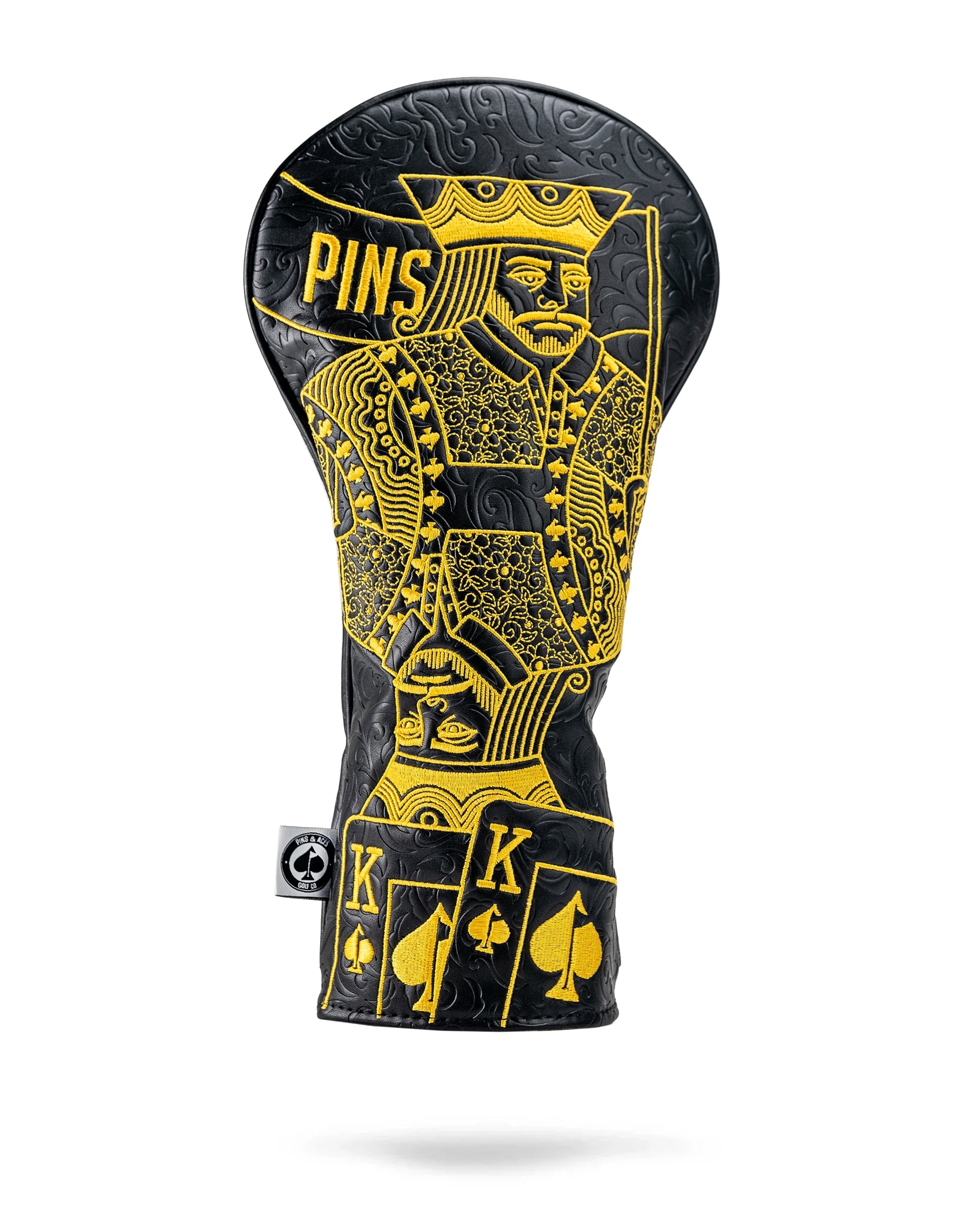 Pins and Aces Black/Gold King of Spades - Driver Cover — main product shot