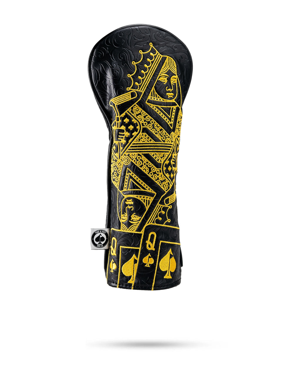 Pins and Aces Black/Gold Queen of Spades - Fairway Cover — main product shot