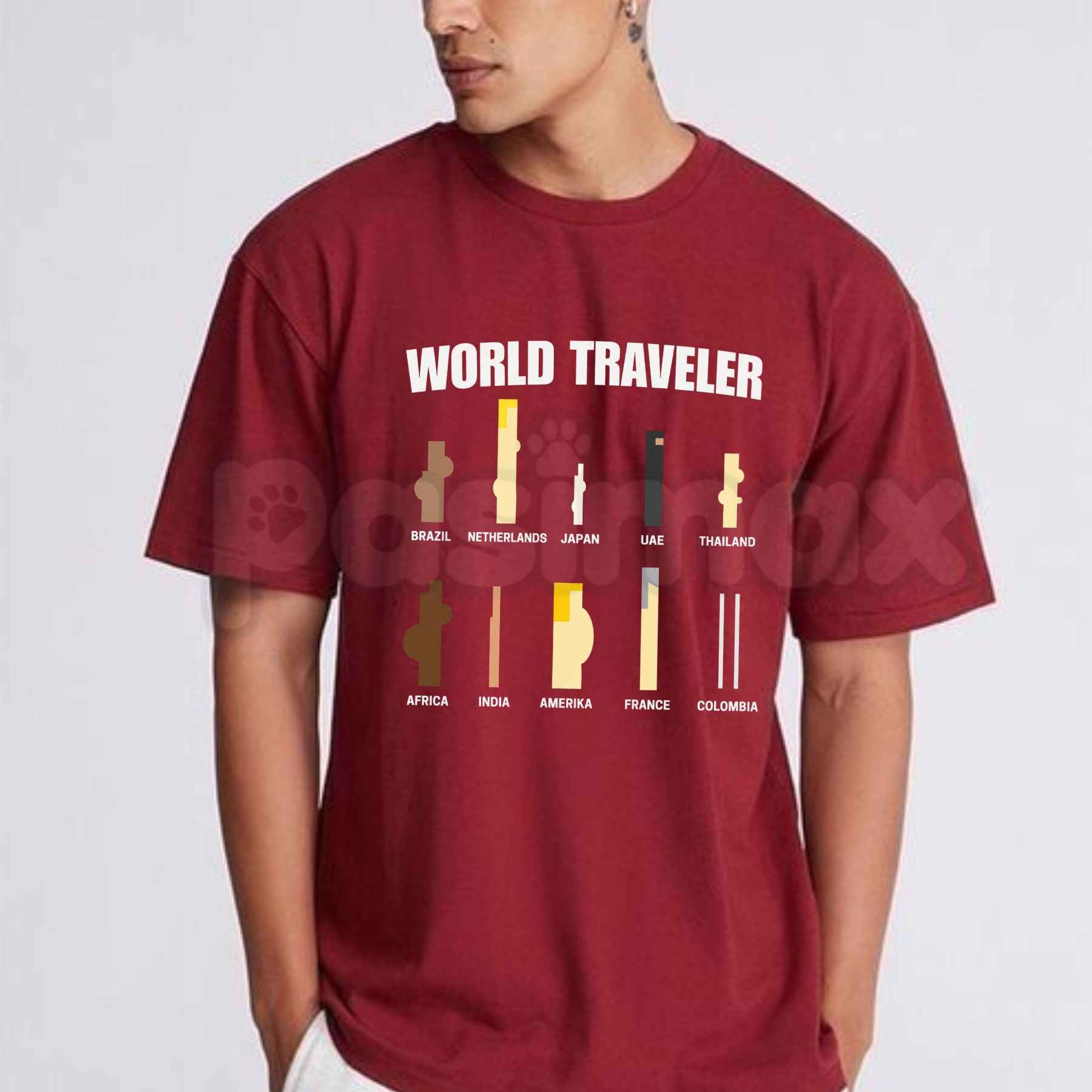 World Traveler Graphic Tee – Wanderlust Explorer Shirt, Vintage Map Compass Unisex Cotton T-Shirt for Men & Women