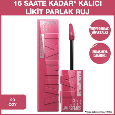 Maybelline New York Super Stay Vinyl Ink - Long-Lasting Liquid Lip Gloss, 20 Coy