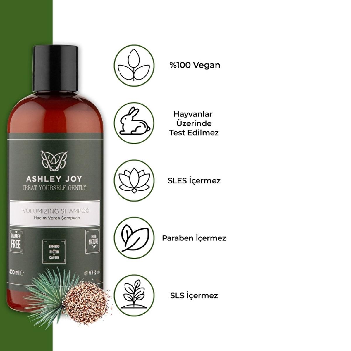 Ashley Joy Volumizing Shampoo: Bamboo & Caffeine for Thicker, Fuller Hair - Paraben Free - 400ml
