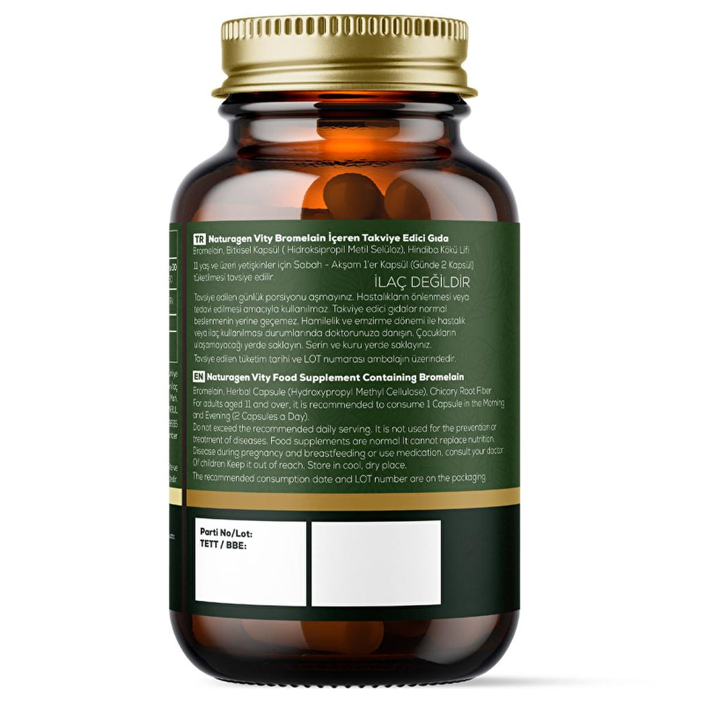 Naturagen Bromelain 1000mg - 2400 GDU, Natural Decongestant & Vegan Digestive Enzymes, Nasal Congestion & Gut Health Support, 60 Capsules
