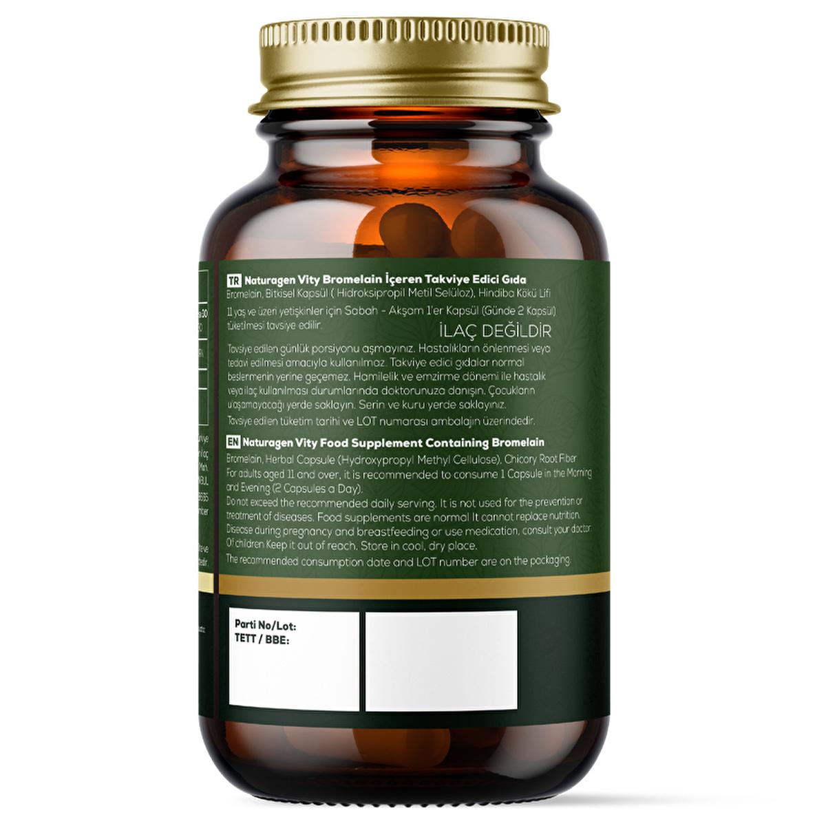 Naturagen Bromelain 1000mg - 2400 GDU, Natural Decongestant & Vegan Digestive Enzymes, Nasal Congestion & Gut Health Support, 60 Capsules