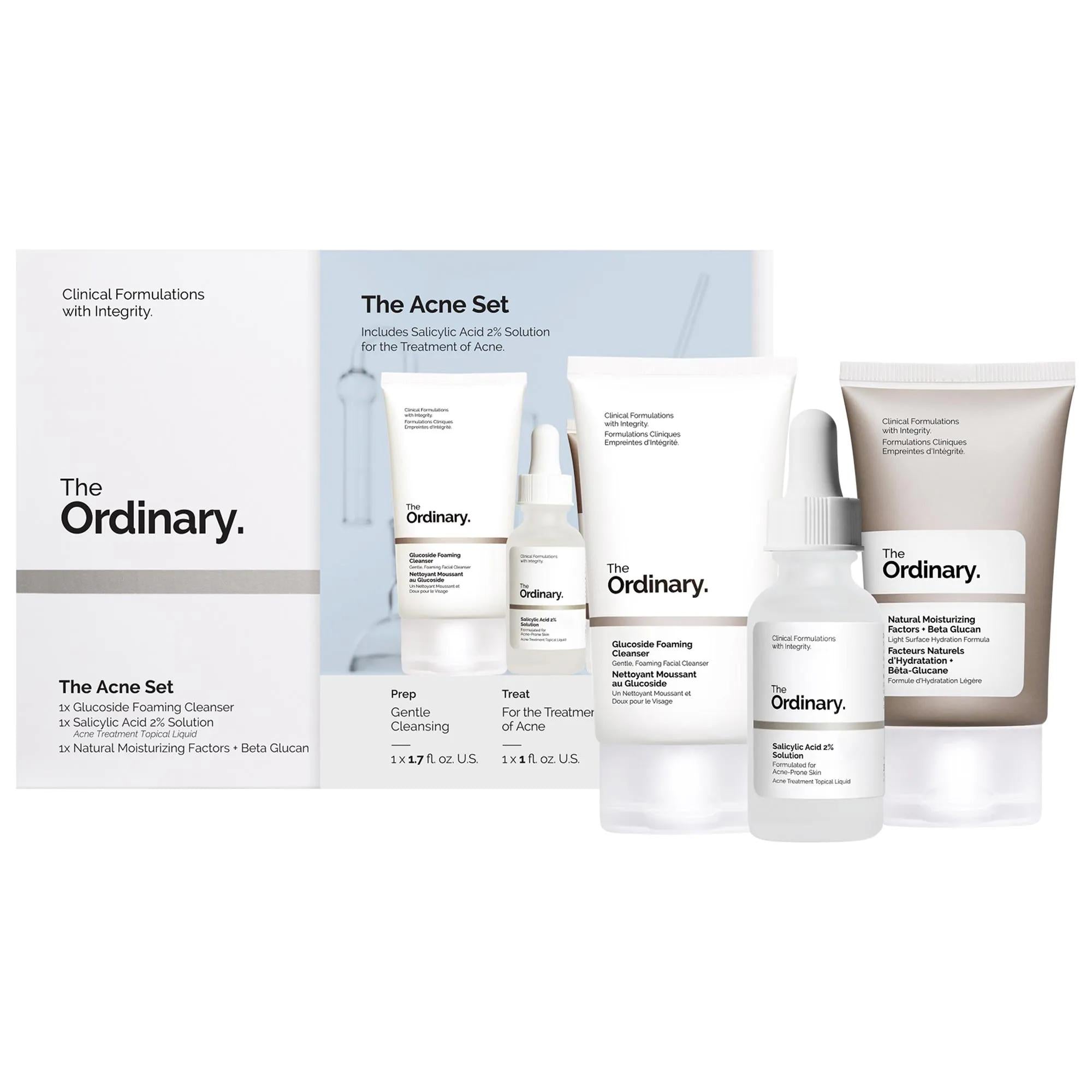 The Acne Set by The Ordinary - 3-Piece Acne Skincare Routine for Clearer Skin, Vegan & Cruelty-Free