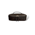 Marie Claire Regina Brown Makeup Bag - Stylish Cosmetic Organizer for Women, Travel-Friendly, Faux Leather, Compartmentalized Design - 9.84" x 3.54" x 5.91"