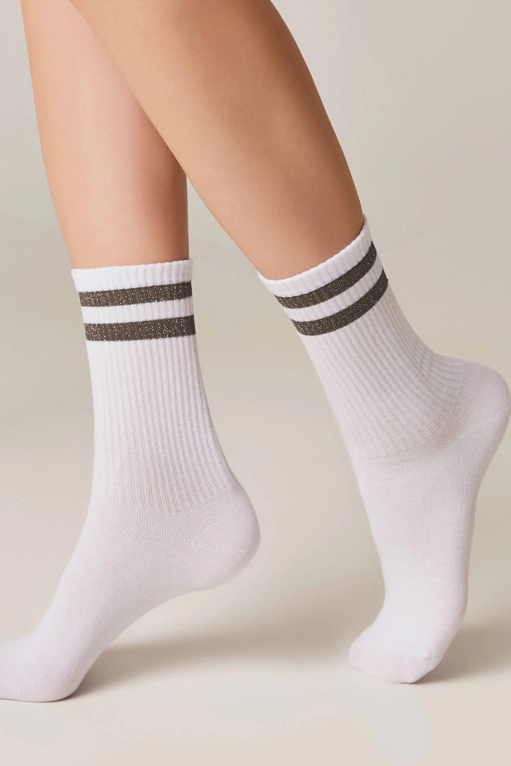 TheRanok.com Conte Cotton Long Socks Active 157 - Lurex Stripes — side view