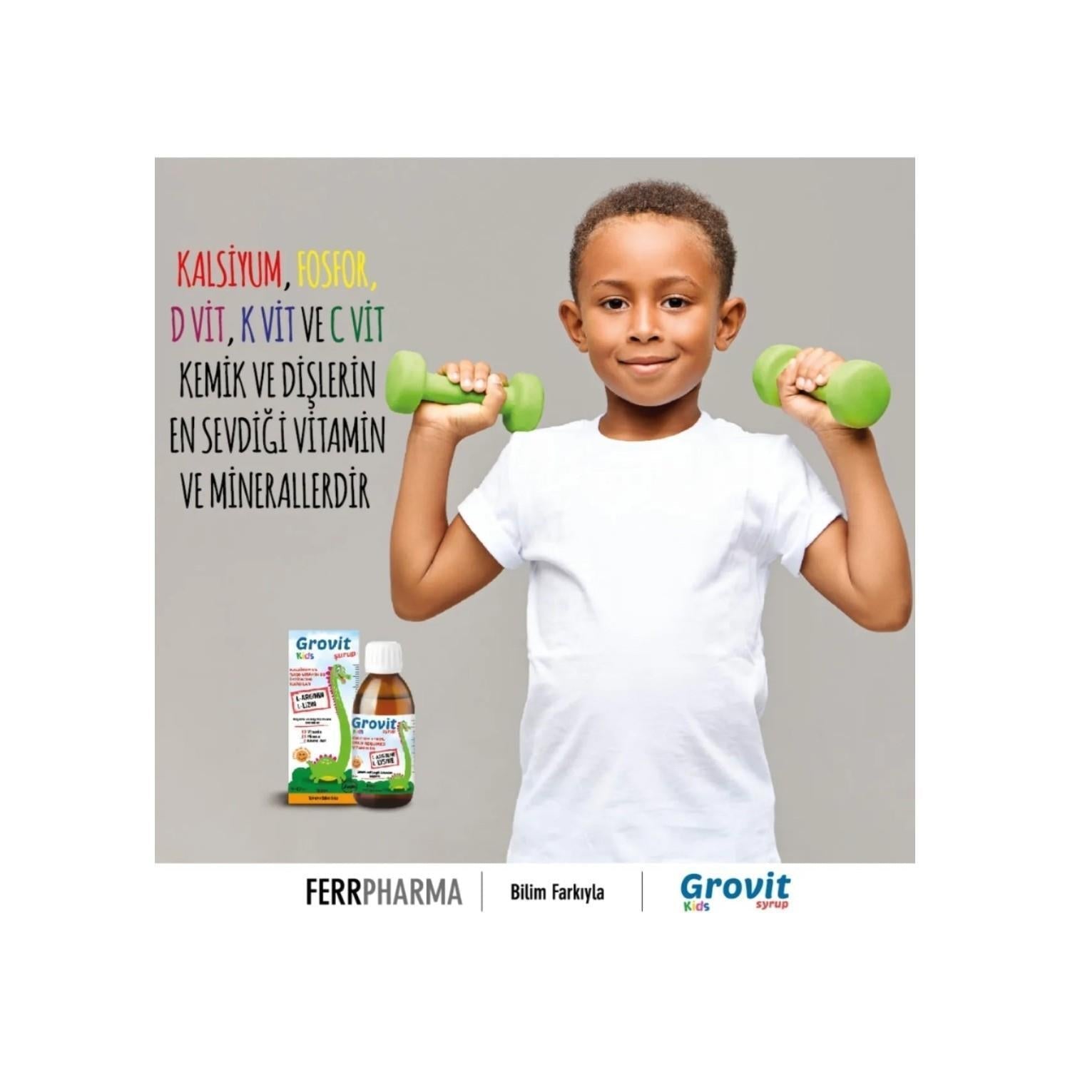 Ferr Pharma Grovit Kids Multivitamin Syrup for Children - Supports Growth & Immune System, 5.07 fl oz