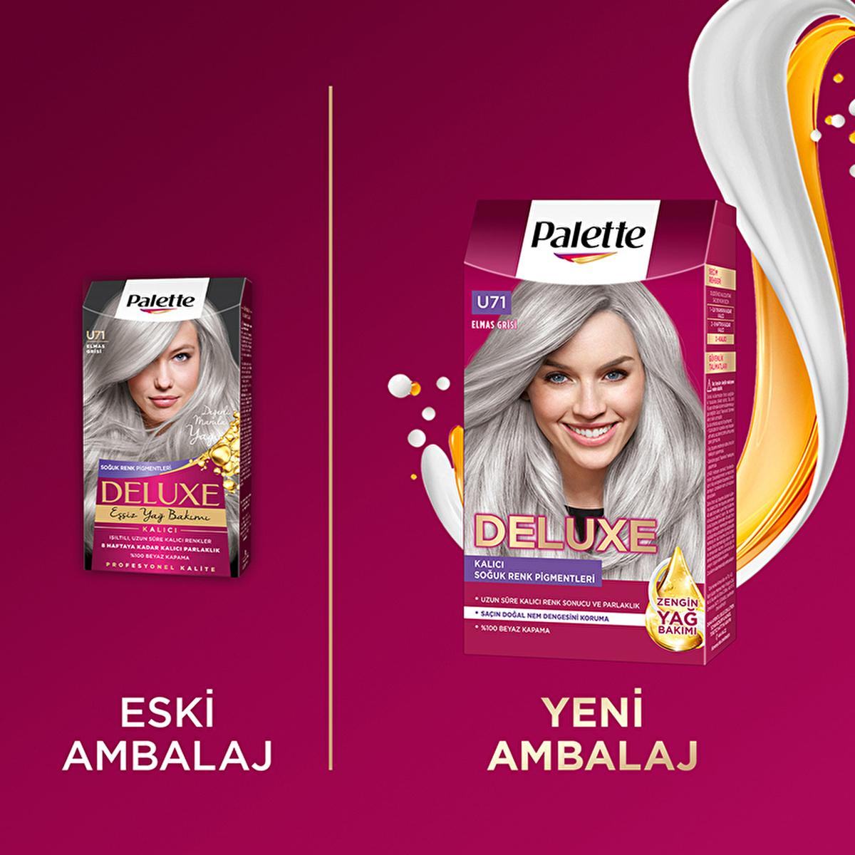 Palette Deluxe U71 Elmas Grisi Hair Dye - Long-Lasting Gray Hair Color with Nourishing Properties