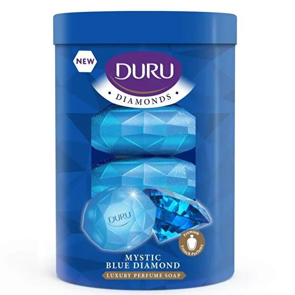 Duru Solid Soap Diamonds Series Blue 4 Bars 90g Each - Moisturizing Personal Hygiene Soap for Gentle Skin Care