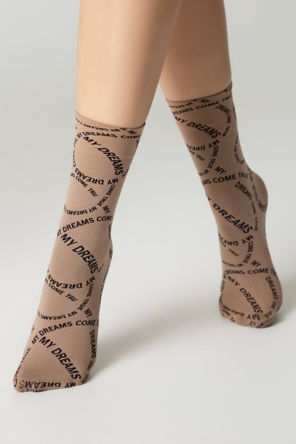 TheRanok.com Dense Socks Conte Fantasy - Knitted "My dreams" Design — product on model