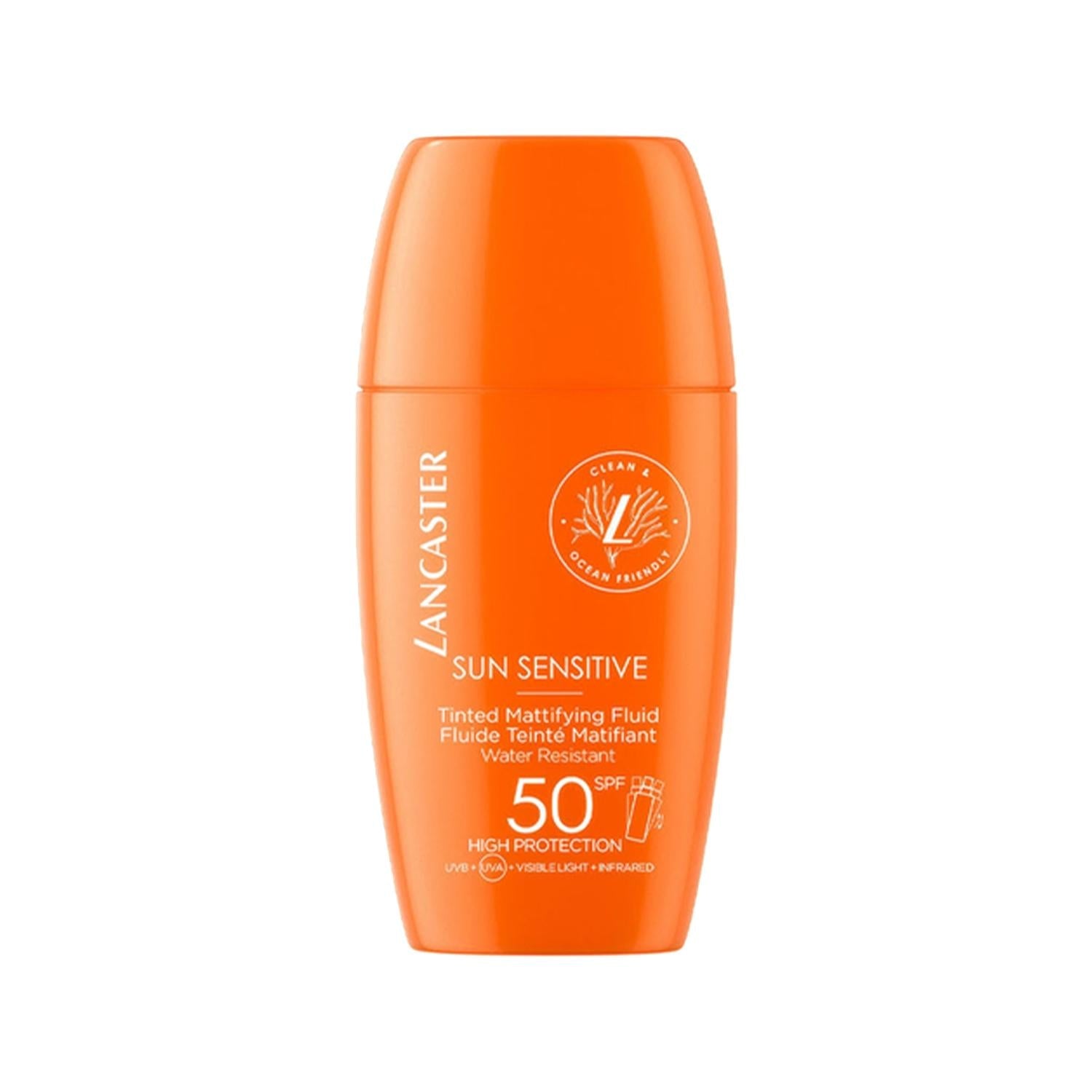 Lancaster Tinted Sunscreen Fluid SPF 50 - Mattifying, Sensitive Skin Friendly, 1.01 fl oz