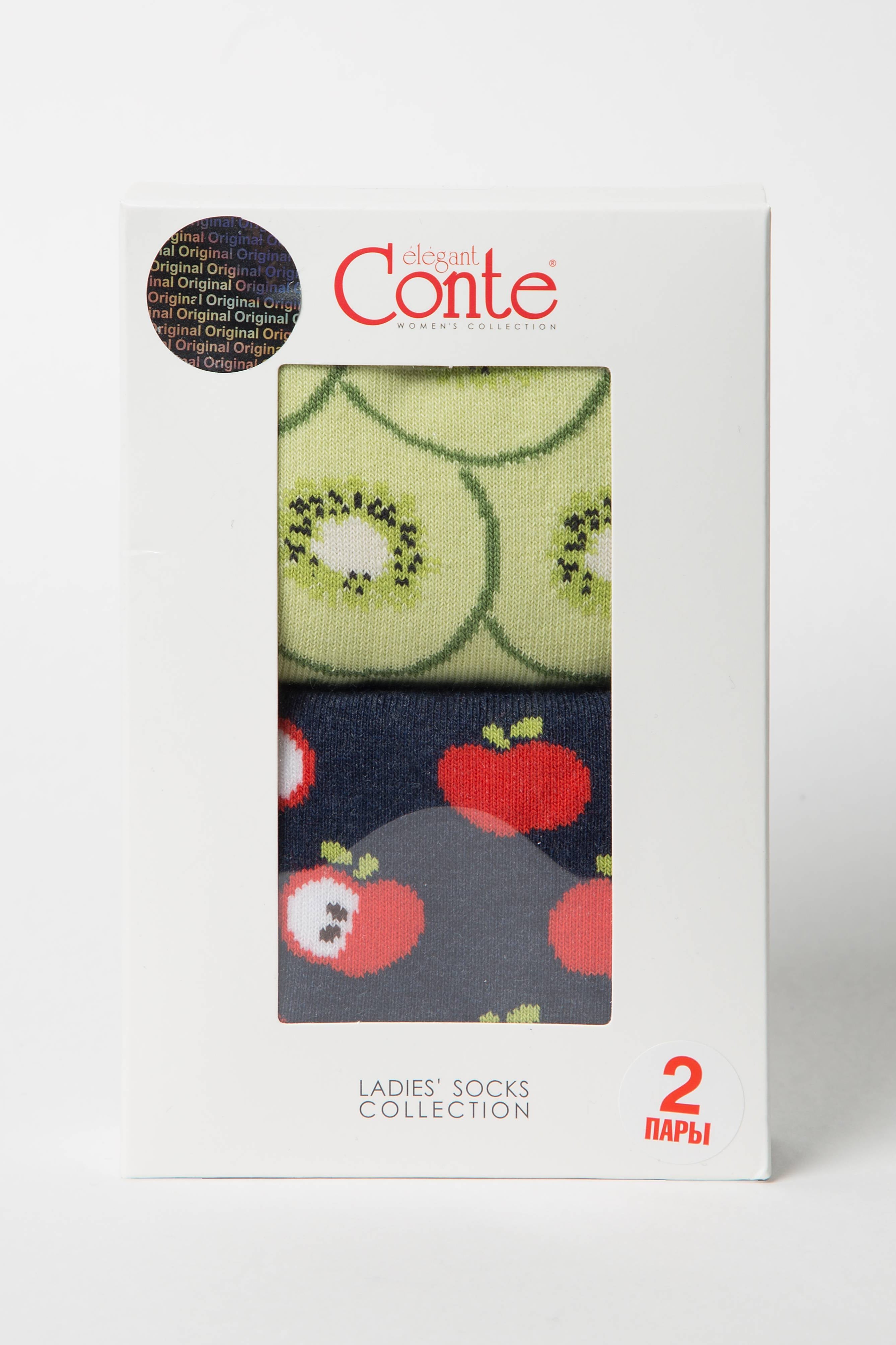 TheRanok.com Conte Elegant Cotton Socks (2 pairs) - Fruit pattern — back view