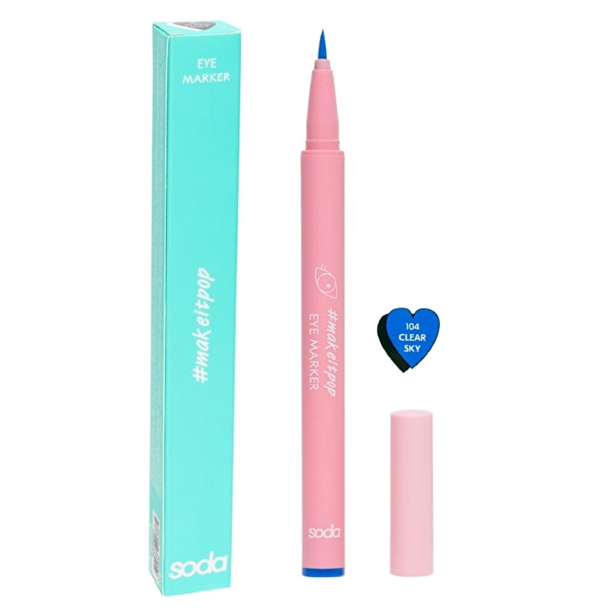Soda Eye Marker Eyeliner 104 Clear Sky - Precise, Long-Lasting, Waterproof Eyeliner for Vibrant Eye Look