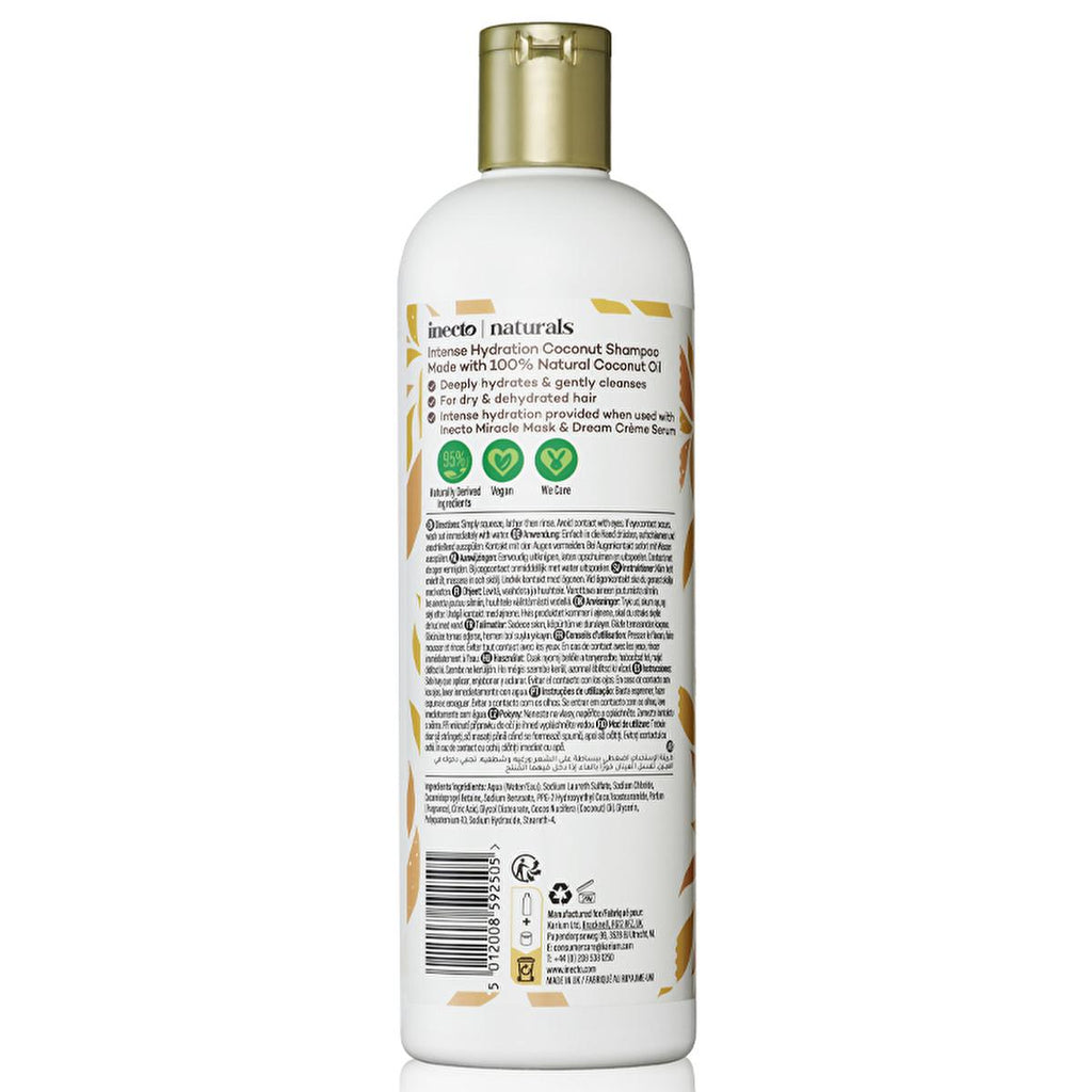 Inecto Coconut Oil Shampoo 500ml - Nourishing Dry Hair with Organic Coconut Oil