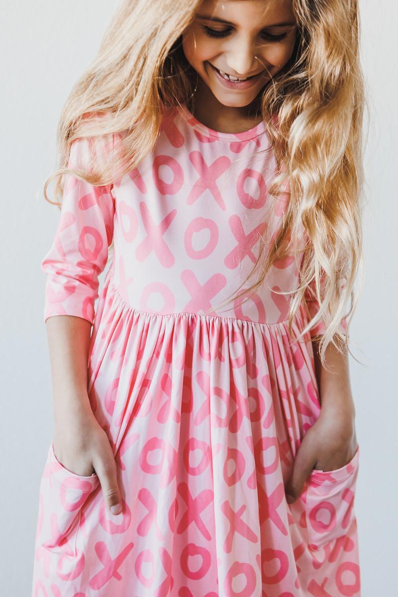 Mila & Rose ® XOXO 3/4 Sleeve Pocket Twirl Dress — main product shot