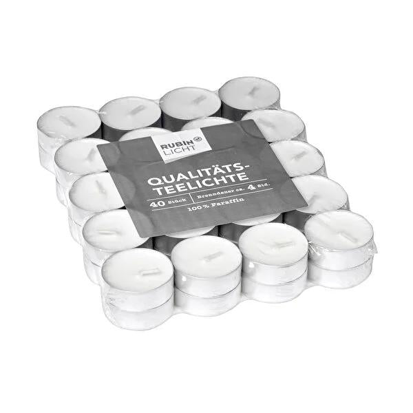Rubin Licht Odorless Paraffin Candles - 40 Pack, Long-Lasting & Smokeless