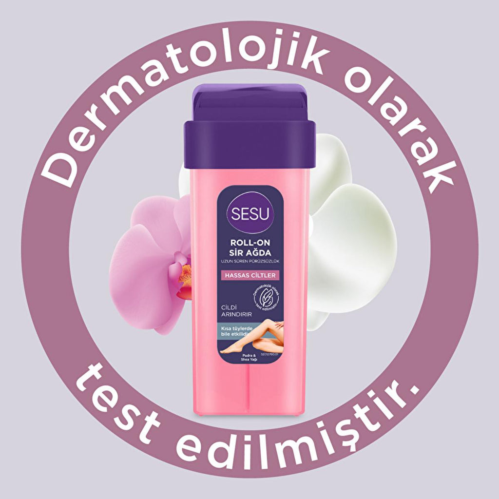 Sesu Roll-On Wax for Sensitive Skin - Easy Hair Removal, Dermatologically Tested, 3.38 fl oz