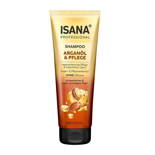 Isana Professional Argan Oil Shampoo for Dry Damaged Hair - Silicone-Free, Vegan, 8.45 fl oz