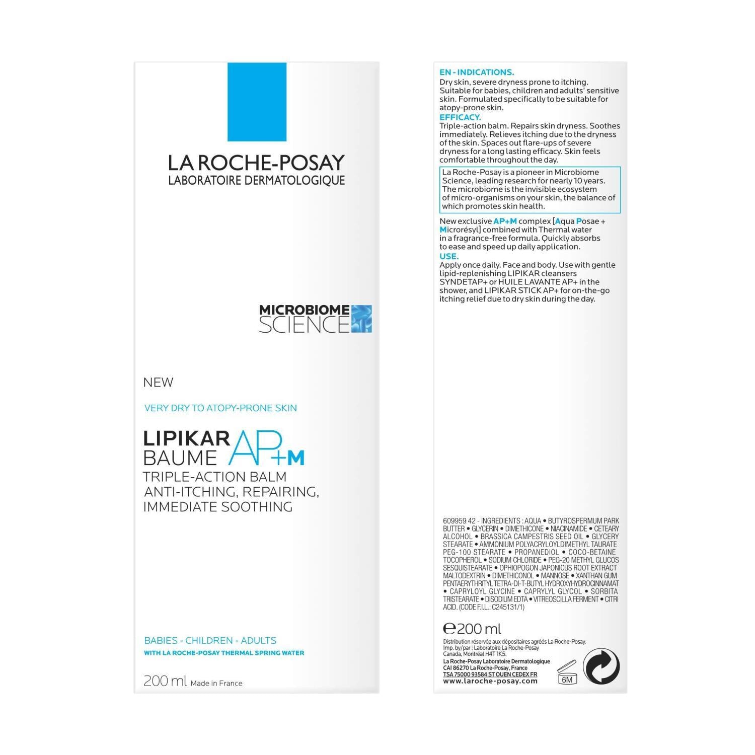 La Roche Posay Lipikar Baume AP+ M Moisturizing Balm for Dry Skin - Fragrance-Free, 2.54 fl oz
