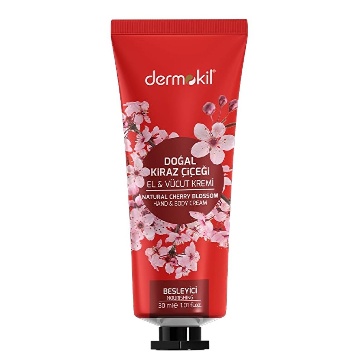 Dermokil Cherry Blossom Hand Cream: Natural Moisturizing for Dry Skin | Shea Butter, Glycerin & Clay - Deep Hydration & Protection, 1 fl oz