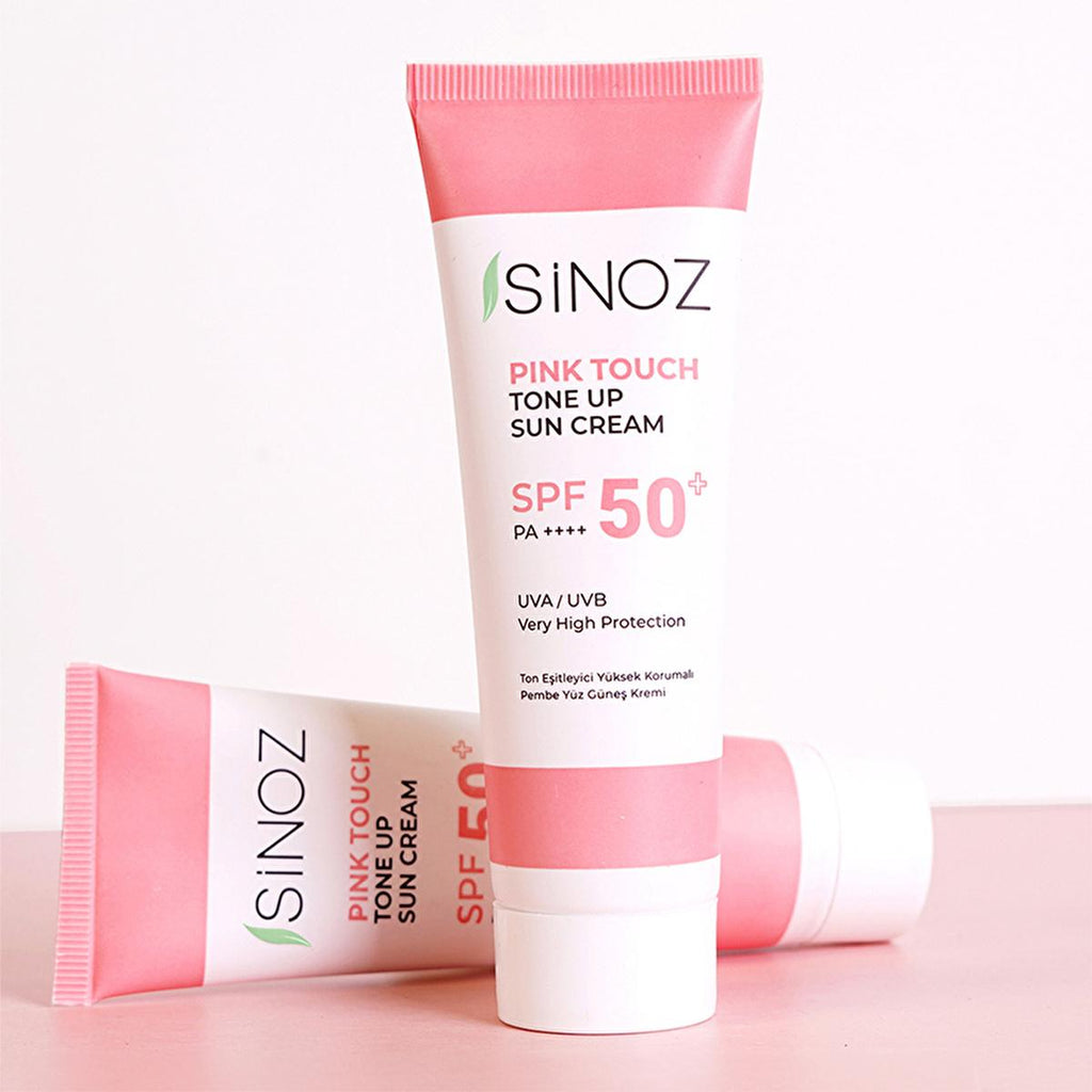 Sinoz SPF50+ Pink Touch Facial Sunscreen: Tone Up & Protect with High Protection, Calamine & PA++++ for Radiant Skin (1.69 fl oz)