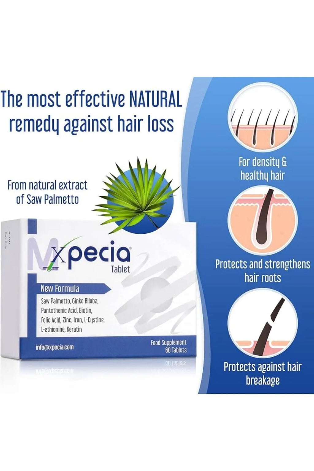 Xpecia For Men 60 Tablets - Hair Health Supplement | Men's Health
