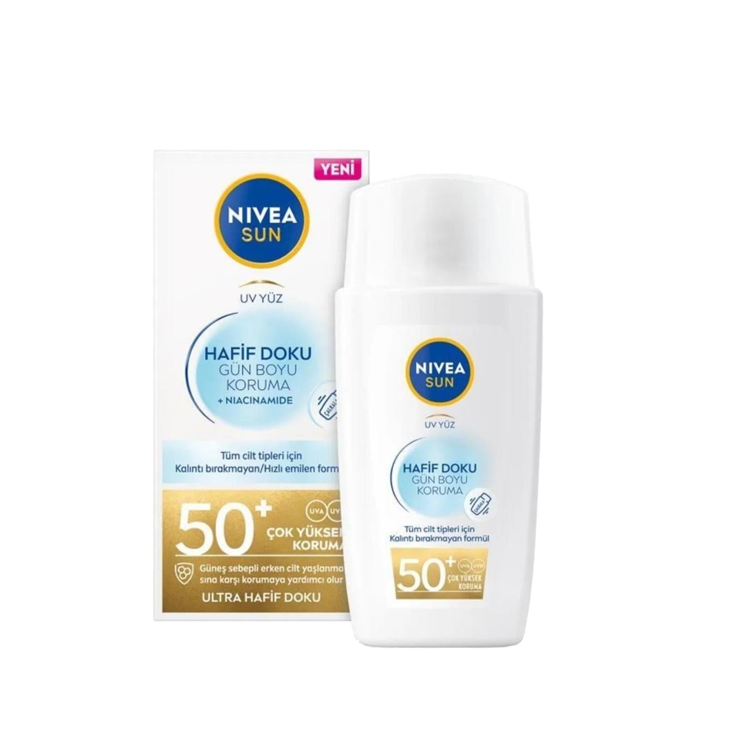 Nivea SPF50+ Lightweight Sunscreen Face Cream for Daily UV Protection - 1.35 fl oz