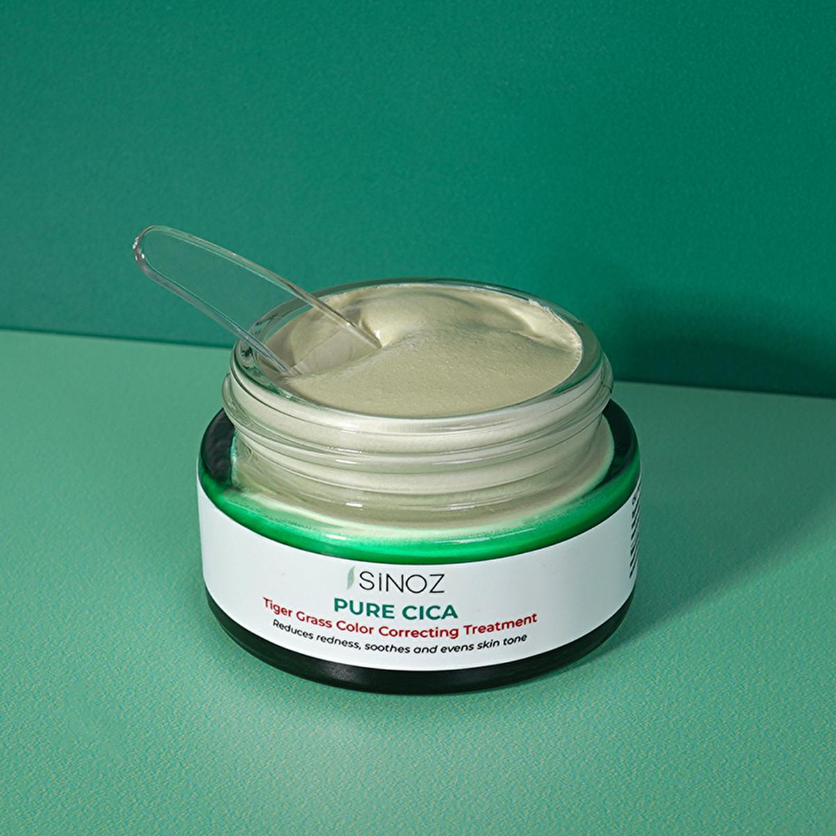 Sinoz Pure Cica Tiger Grass Facial Cream - Redness Relief, Tone Correction, Sensitive Skin Soothing, and Barrier Repair - Centella Asiatica